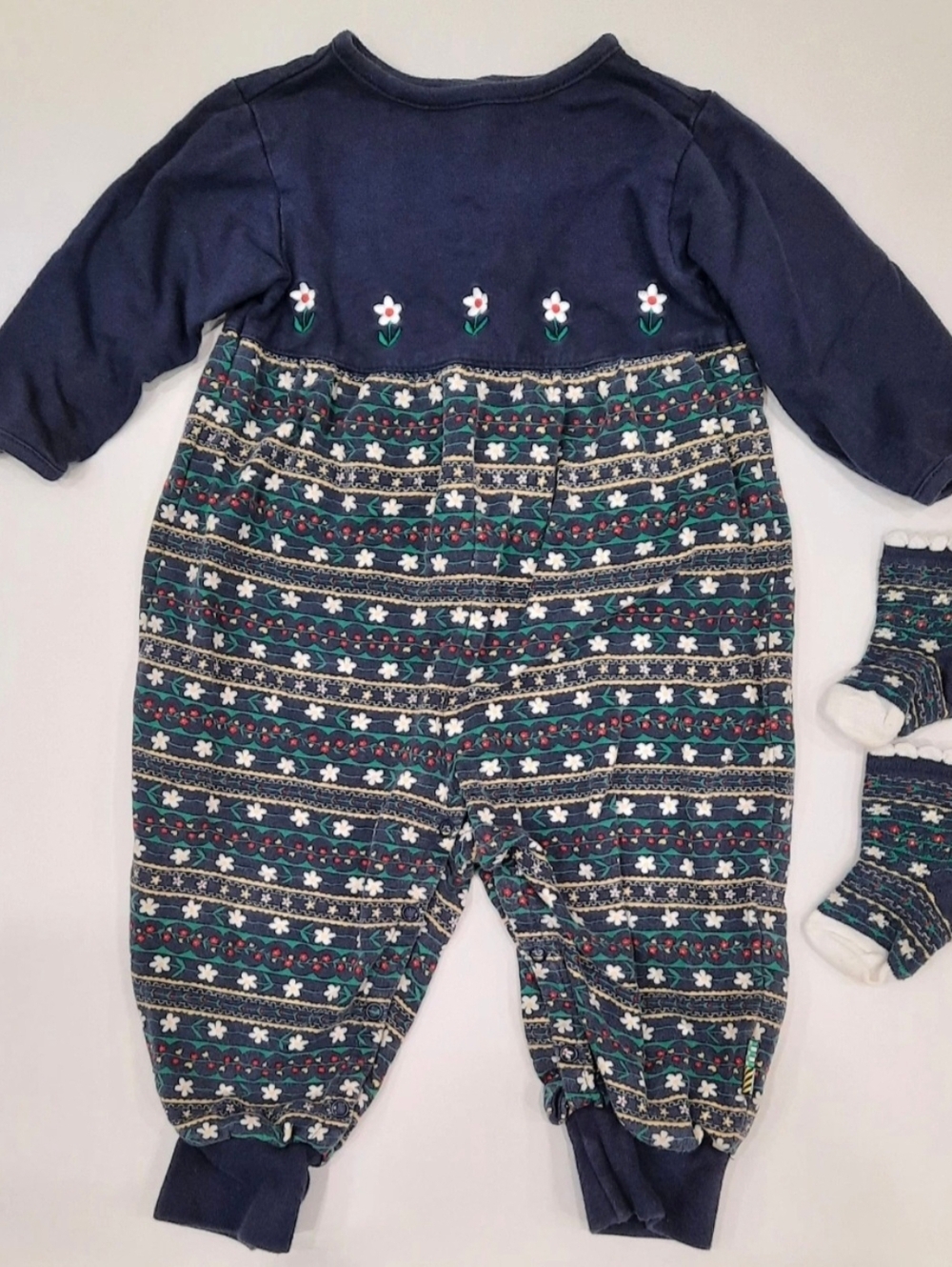 Vintage Gymboree 90s Floral Romper And Socks Baby Girl Rainbow Tag